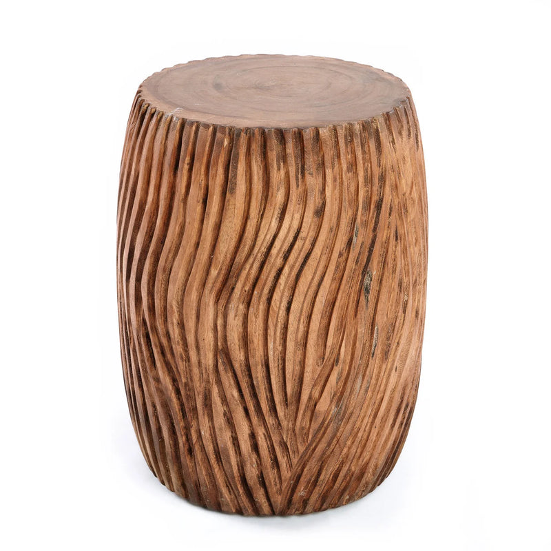 Tabouret en bois de suar sculpté 45 cm – usage intérieur/extérieur