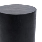 Tabouret cylindre en bois de suar noir sculpté – H45 cm