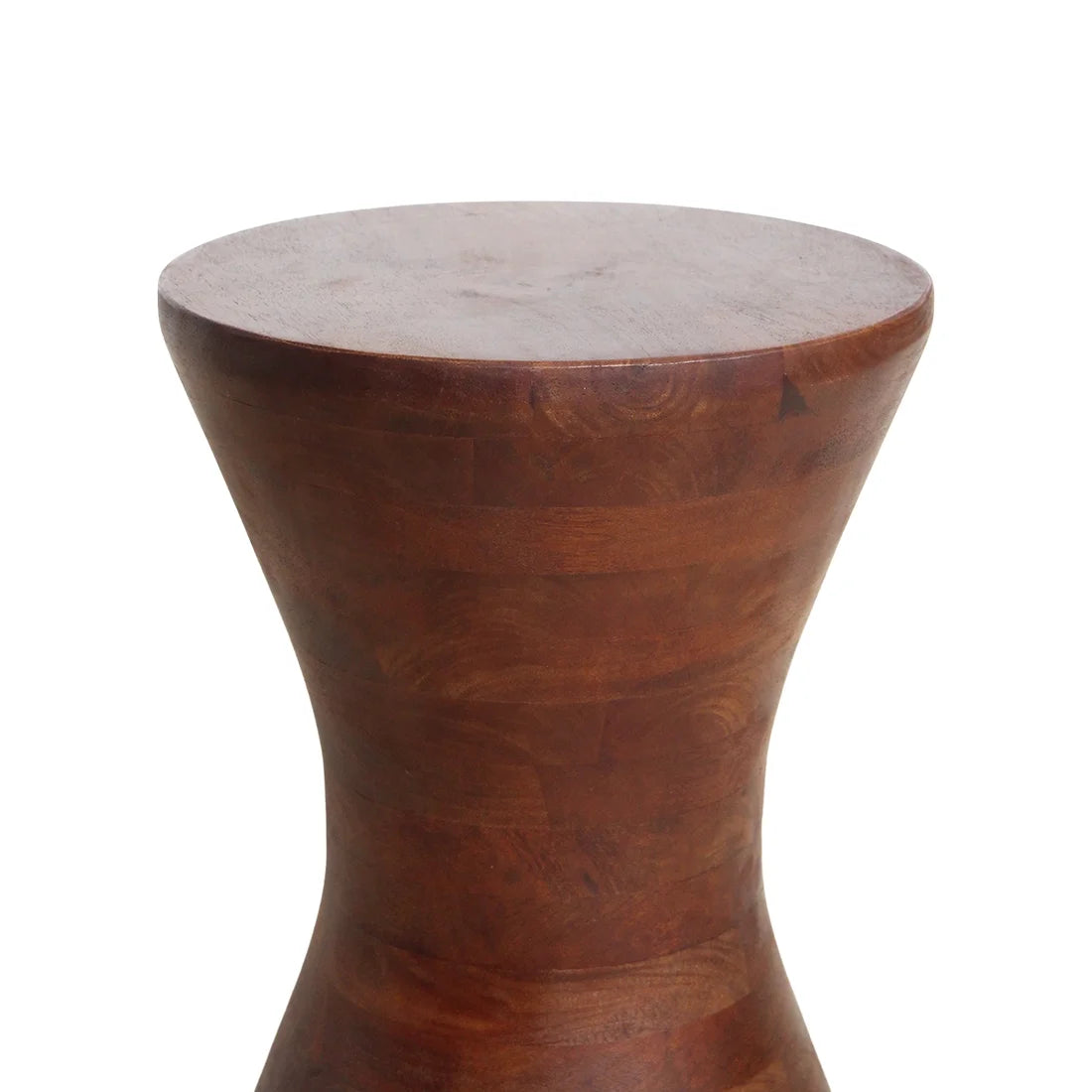 Table d’appoint en manguier brun forme sablier H45 cm