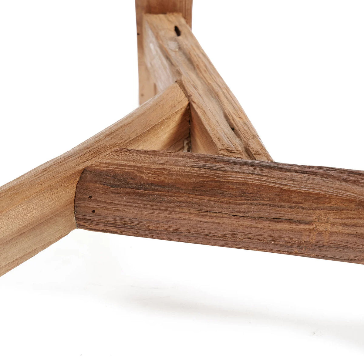 Tabouret rond en bois de teck recyclé finition brute – Ø37 cm
