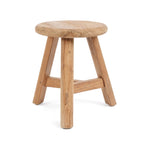 Tabouret rond en teck recyclé finition naturelle – H45 cm