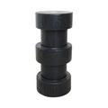 Tabouret colonne en teck noir, pile cylindrique de 5 anneaux empilés, H65 cm