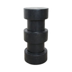 Tabouret colonne en teck noir, pile cylindrique de 5 anneaux empilés, H65 cm