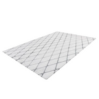 Tapis à motifs losanges blancs et gris en polyester doux 160x230 cm