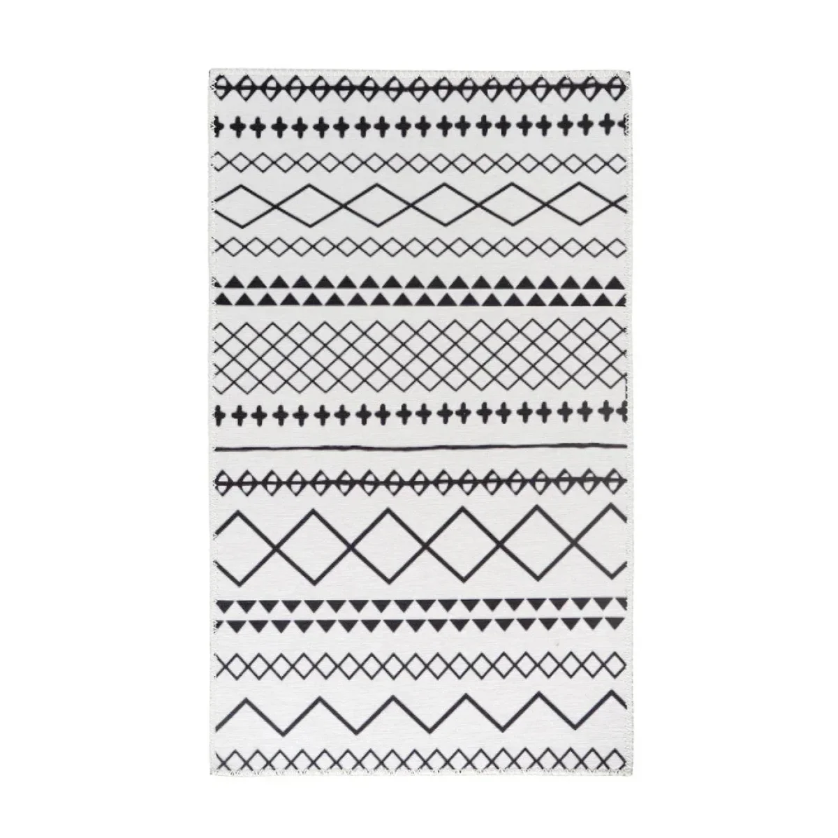 Tapis rectangulaire avec motif géométrique noir et blanc pour Maya 400 Weiß / Schwarz