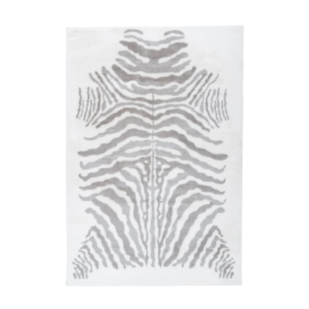 Tapis rectangulaire blanc avec motif zèbre gris pour le produit Rabbit Animal 400 Grau / Weiß 160cm x 230cm
