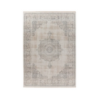 Tapis oriental rectangulaire en tissu gris avec motif central et medallion ornemental