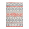Tapis rectangulaire ethnique en coton gris, blanc et corail pink 160x230 cm
