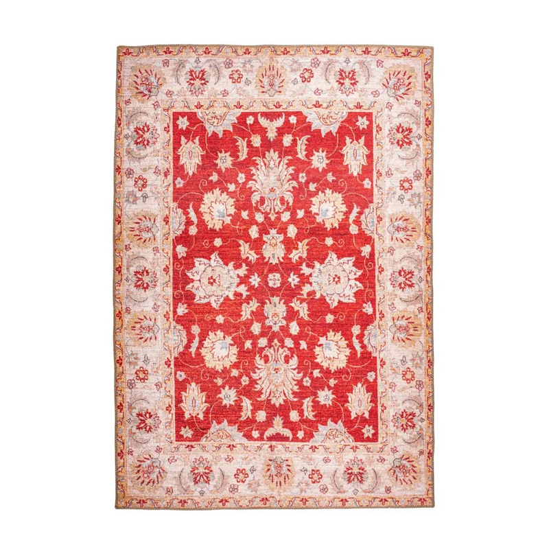 Tapis rectangulaire rouge à motifs floraux orientaux
