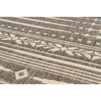 Tapis rectangulaire tissé plat gris blanc avec motifs géométriques et floraux pour salon