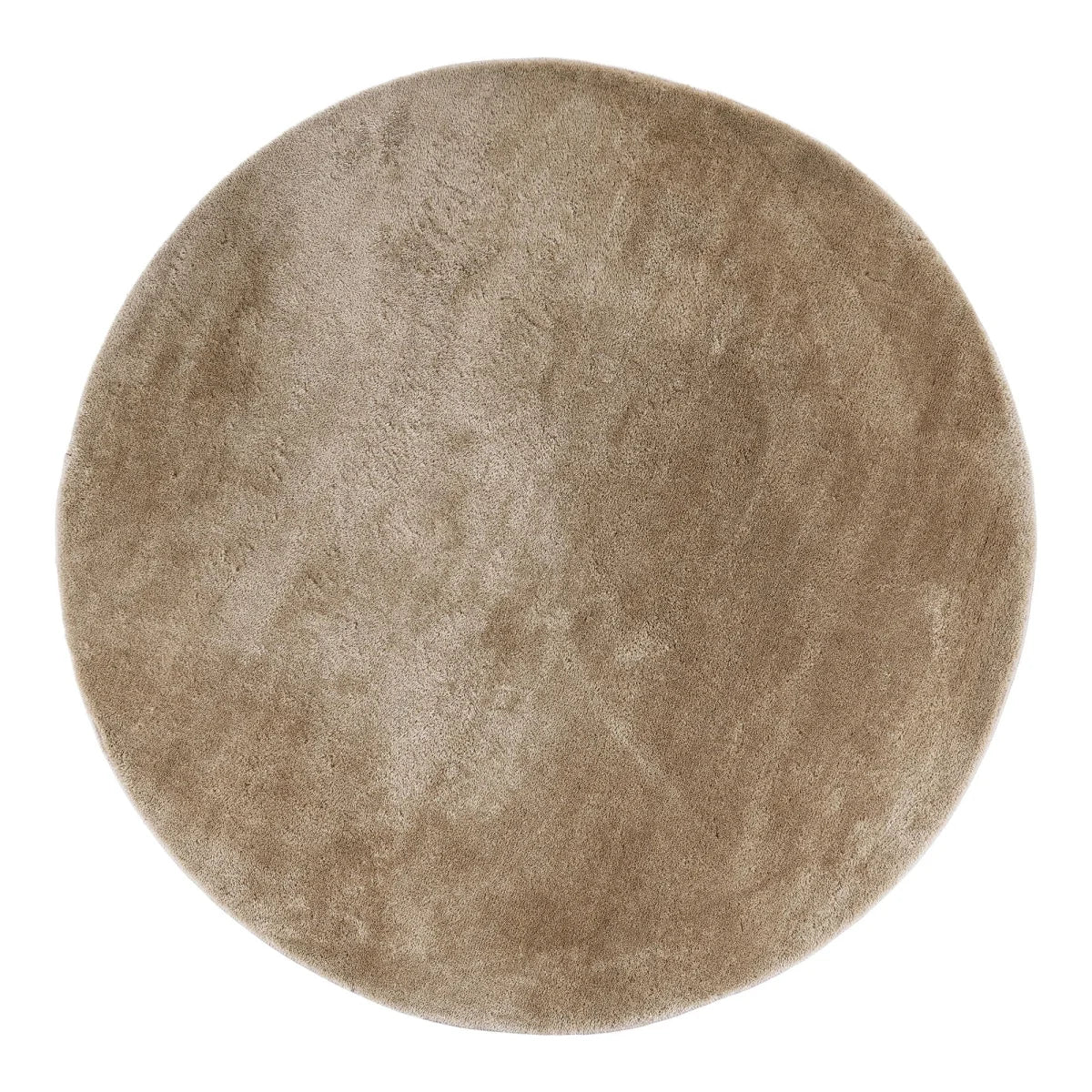 Tapis rond sable en polyester Ø160 cm, beige et texturé doux