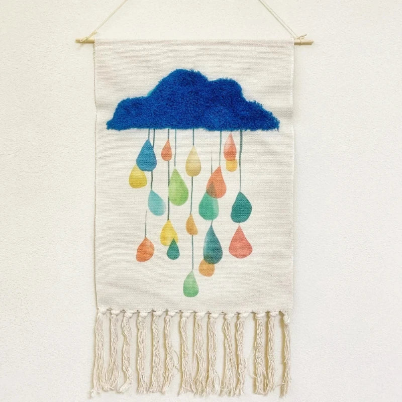 Tenture murale boho avec franges variante 2