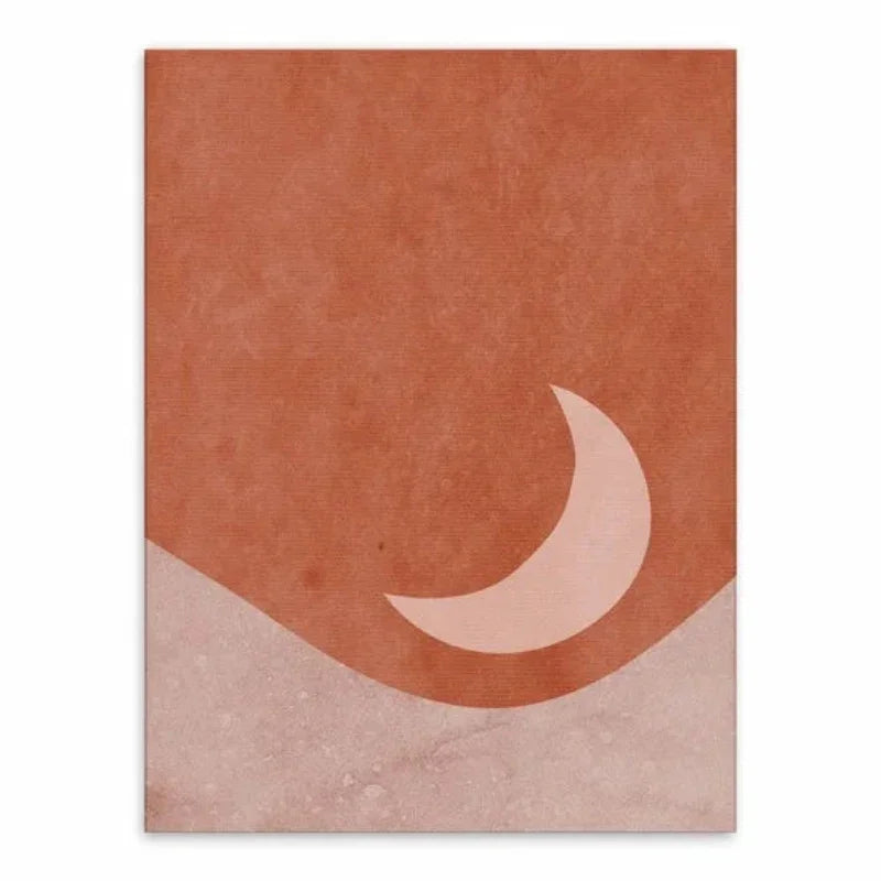 Toile croissant de lune minimaliste terracotta - 13x18cm
