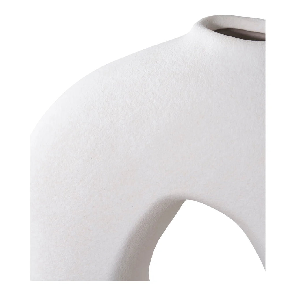 Vase en céramique blanc 28 cm minimaliste mat courbé