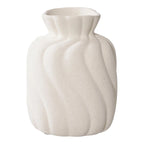 Vase en céramique blanc crème mat texturé strié col plissé set de 2