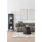 Canapé en tissu gris texturé dos capitonné avec coussin assorti