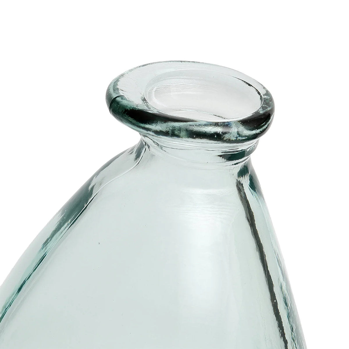 Vase en verre recyclé transparent forme organique bleu – H36 cm