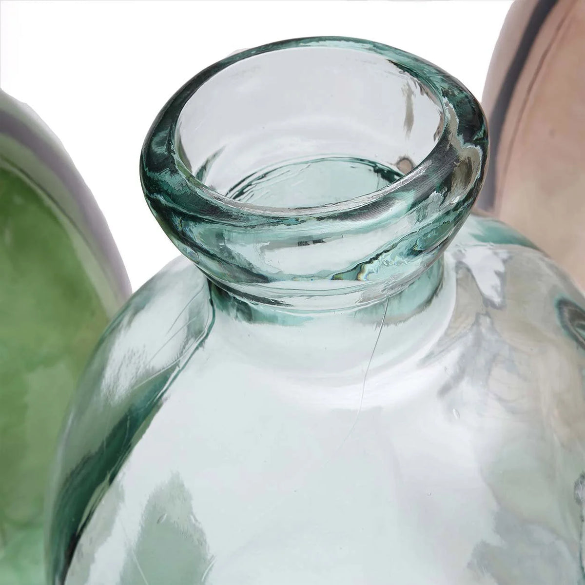 Vase en verre transparent ondulé bleu moderne – H73 cm