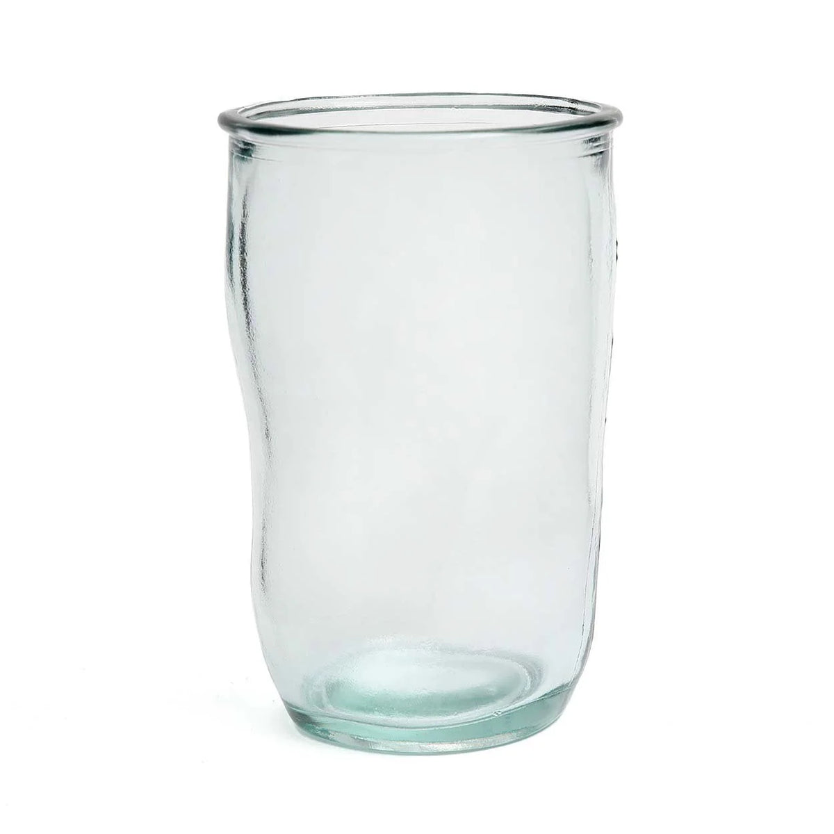 Verre cylindrique en verre recyclé transparent bleu – H13 cm